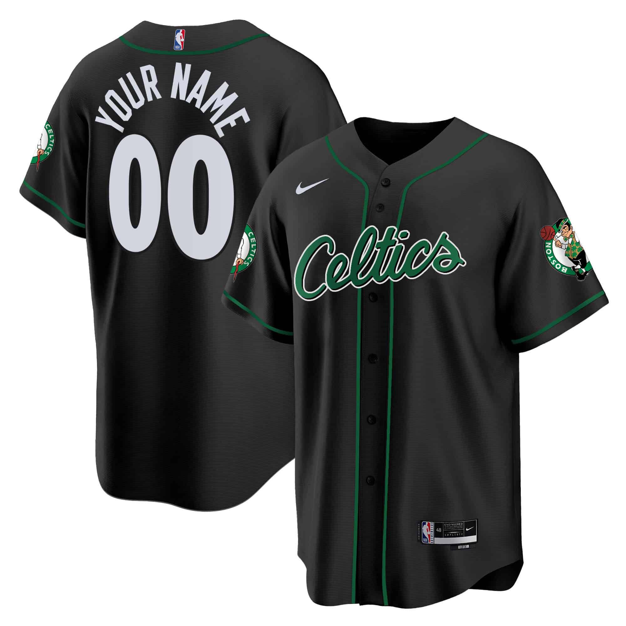 Men Boston Celtics Black 2024 Nike Baseball Custom NBA Jersey style 3